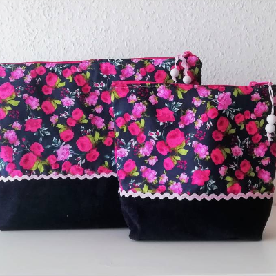 Taschenset Rosenmotiv – Kulturbeutel & Kosmetiktasche Shabby Chic | StoffweXel