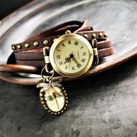 Armbanduhr, Wickeluhr, Lederuhr, Libelle Bild 1