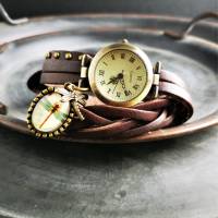 Armbanduhr, Wickeluhr, Lederuhr, Libelle Bild 2