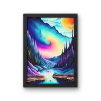 Digitaler Download Motiv "Aquarell Landschaft" Sublimation png 300dpi Kunstdruck A4 Watercolor Wanddeko Kartenba Bild 3
