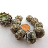 9 mittlere Granit-Perlen - antiker Granit aus Mali - Dogon Sahara Steinperlen - schwarz weiß Bild 10
