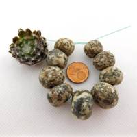 9 mittlere Granit-Perlen - antiker Granit aus Mali - Dogon Sahara Steinperlen - schwarz weiß Bild 9