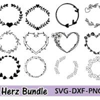 Plotterdatei Kranz Rahmen, Herz Wreaths Designs  SVG DXF PNG Bild 1