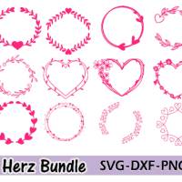 Plotterdatei Kranz Rahmen, Herz Wreaths Designs  SVG DXF PNG Bild 2