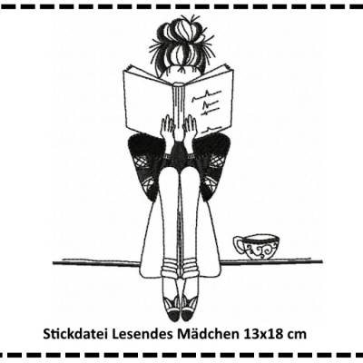 Stickdateien Lesendes Mädchen 13x18