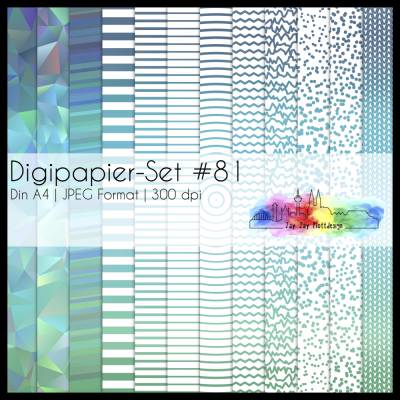 Digipapier Set #81 (blau, türkis, grün) abstrakte & geometrische Formen  zum ausdrucken, plotten & mehr
