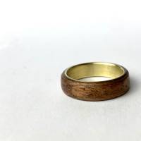 #167 Gr. 56 Bentwood Ring Mahagoni Messing Holz Bild 1