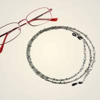 Elegante Brillenkette grau anthrazit mit Glasperlen Bild 2