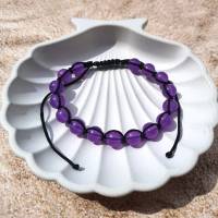 Knüpfarmband mit UV-Perlen lila (Farbwechsel bei UV-Licht) Bild 1