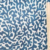 Stoff Baumwolle "Koralle Indigo"  blau Natur  Digitaldruck Leinenoptik Bild 3
