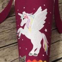 zauberhafte Schultüte in Pink Beere mit Sternen und mit Einhorn / Pegasus Bild 2