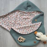 Kuschelige Einschlagdecke aus Walkloden, Wolle für deine Babyschale - praktisch & warm für dein Baby Grün Gänseblümchen Bild 8