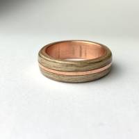 #129 Gr. 56 Bentwood Ring europäischer Nuss Kupfer Holz Bild 2