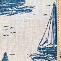 Stoff Baumwolle "Segelboot"  blau Natur  Digitaldruck Leinenoptik Bild 3