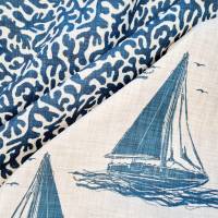 Stoff Baumwolle "Segelboot"  blau Natur  Digitaldruck Leinenoptik Bild 5