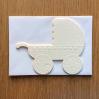 Klappkarte Kinderwagen, zur Geburt mit Umschlag, naturfarbig, zum Selbstgestalten Bild 2