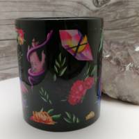 Becher mit mystischen Motiven schwarz, für magische Zauberträke, Tee und Kaffee - 330ml Keramik Tasse Bild 3
