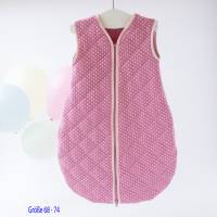 Schlafsack, Babyschlafsack gesteppt , Baumwolle Brombeere Farben  mit Punkten Bild 1
