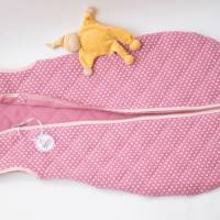 Schlafsack, Babyschlafsack gesteppt , Baumwolle Brombeere Farben  mit Punkten Bild 3