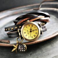 Armbanduhr, Wickeluhr, Lederuhr, Libelle Bild 5