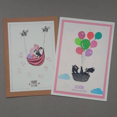 Kartenset, braun und cremefarbene Klappkarte mit Umschlag, Osterkarte, 3D Effekt Karte