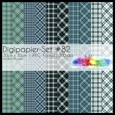 Digipapier Set #82 (blau, türkis, grün)Tartanmuster  zum ausdrucken, plotten & mehr