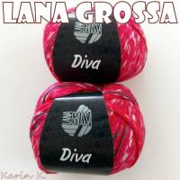 2 Knäuel 100 Gramm Sommergarn Diva von Lana Grossa Rot Pink Weiß Violett Farbe 001 Partie 71677 Bild 4