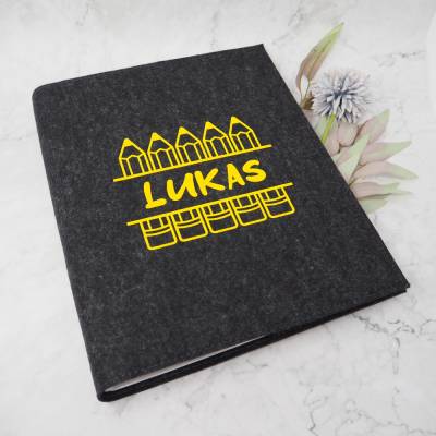 Zeugnismappe / Ringbuch A4 / Wollfilz