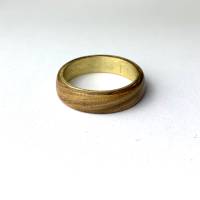 #107 Gr. 58 Bentwood Ring Zebrano Messing Holz Bild 1