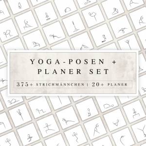 375+ Yoga Strichmännchen & Planer Set | Yoga Sequenzen | Yoga Ausbildungsmaterial | Yoga Posen | Yoga Flow Planer | Yoga Bild 1