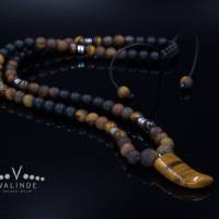 Herren Halskette aus Edelsteinen Tigerauge Onyx Hämatit mit Tigerauge-Anhänger, Länge 61 cm Bild 6