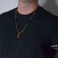 Herren Halskette aus Edelsteinen Tigerauge Onyx Hämatit mit Tigerauge-Anhänger, Länge 61 cm Bild 7