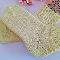 Socken Damen Socken Kurzsocken handgestrickt limonefarben meliert Größe 38/39 Bild 1