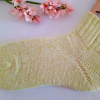 Socken Damen Socken Kurzsocken handgestrickt limonefarben meliert Größe 38/39 Bild 2