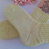 Socken Damen Socken Kurzsocken handgestrickt limonefarben meliert Größe 38/39 Bild 4