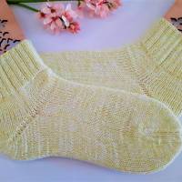 Socken Damen Socken Kurzsocken handgestrickt limonefarben meliert Größe 38/39 Bild 5