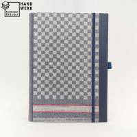 Notizbuch, Stiftschlaufe, blau grau rot, DIN A5, 150 Blatt, Grubentuch Unikat Bild 2