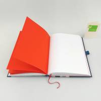 Notizbuch, Stiftschlaufe, blau grau rot, DIN A5, 150 Blatt, Grubentuch Unikat Bild 6