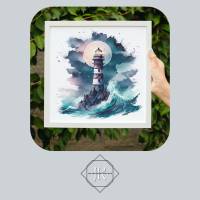 Illustration "Leuchtturm 2"  Digitaler Download png für Sublimation 300dpi DIY Aquarell Watercolor Bild 1
