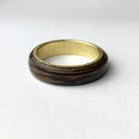 #127 Gr. 57 Bentwood Ring Wenge Messing Holz Bild 1
