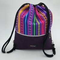 Stylischer 2 in 1 Rucksack im Mexico-Look (Violett) Bild 1