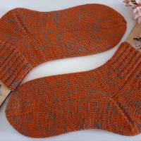 Damen Socken Kurzsocken handgestrickt orange- türkisfarben meliert Größe 38/39 Bild 2