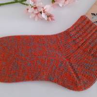 Damen Socken Kurzsocken handgestrickt orange- türkisfarben meliert Größe 38/39 Bild 3