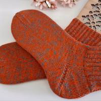 Damen Socken Kurzsocken handgestrickt orange- türkisfarben meliert Größe 38/39 Bild 4