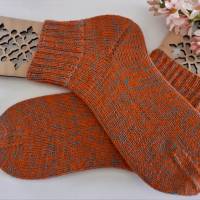 Damen Socken Kurzsocken handgestrickt orange- türkisfarben meliert Größe 38/39 Bild 5