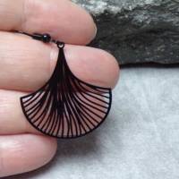 Fächer  schwarze filigrane Ohrhänger Ohrringe ethno goa hippie gothic Bild 3
