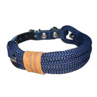 Hundehalsband, verstellbar, dunkelblau, Leder blau und Schnalle Bild 1