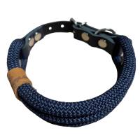 Hundehalsband, verstellbar, dunkelblau, Leder blau und Schnalle Bild 2
