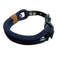 Hundehalsband, verstellbar, dunkelblau, Leder blau und Schnalle Bild 3