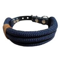 Hundehalsband, verstellbar, dunkelblau, Leder blau und Schnalle Bild 4